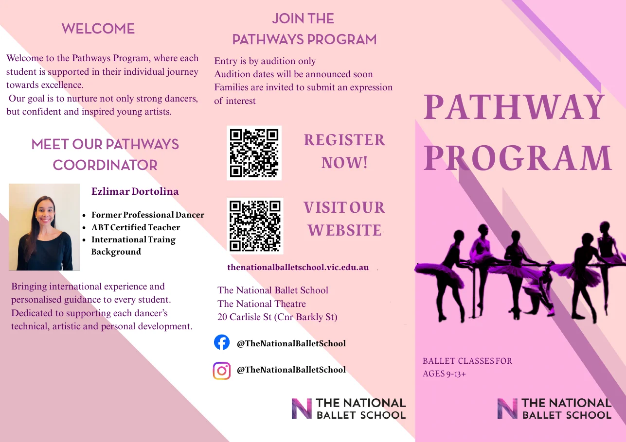 国家芭蕾舞学校 Pathways 项目淡粉色三折页外页